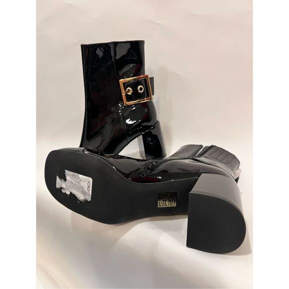 Jeffrey Campbell Women's Black Patent Academe Cap Toe Booties Size 9 NWOT - Picture 9 of 10
